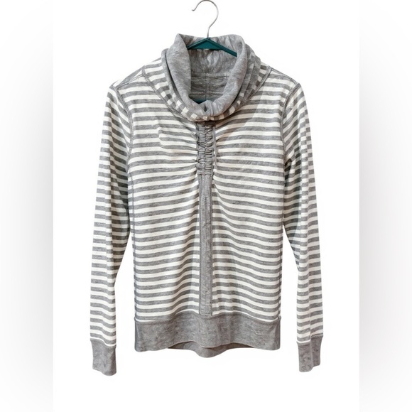 lululemon athletica Sweaters - lululemon athletica Gray and White Striped Cowl Neck Sweater reversible